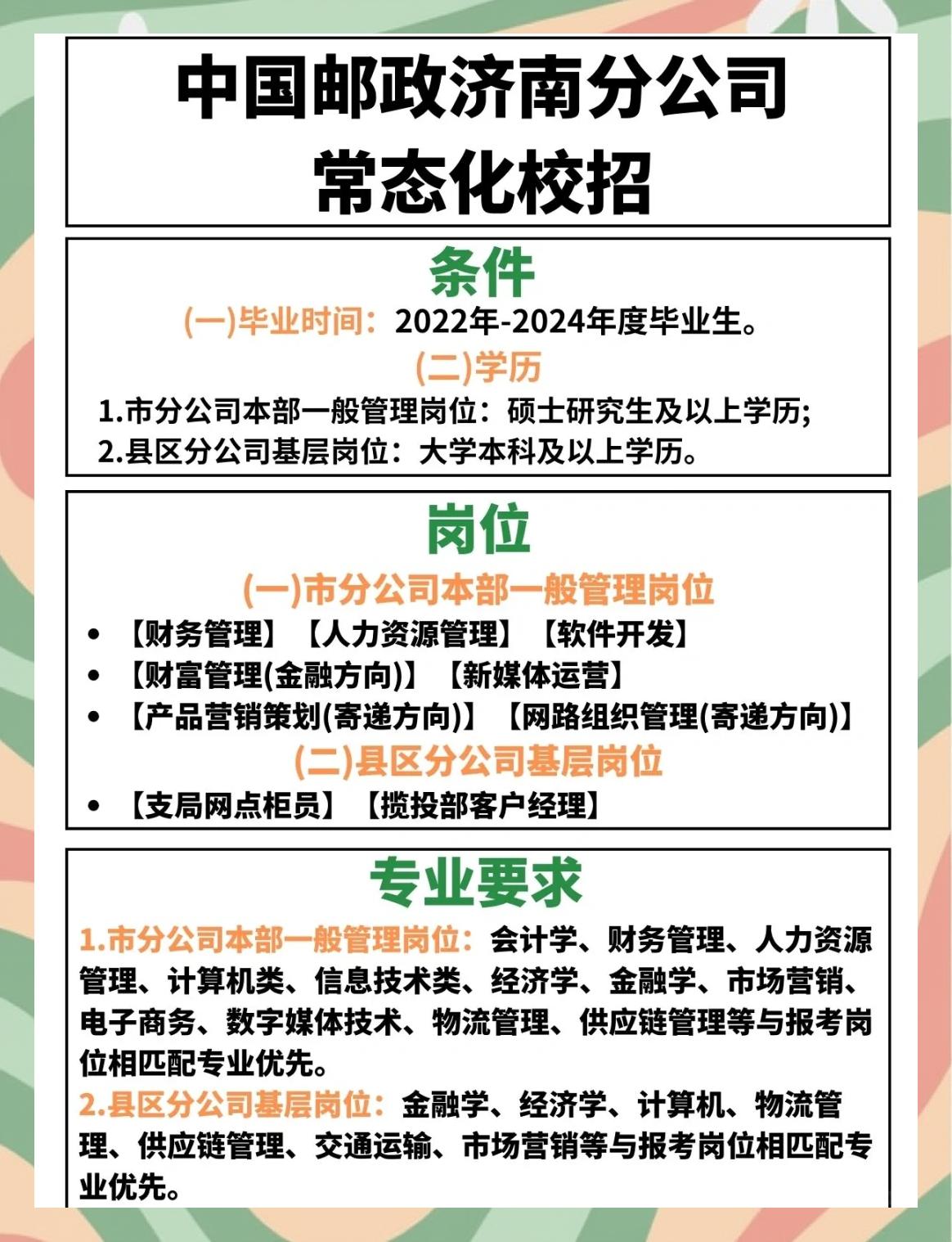 详细阅读:中国邮政集团2024年招聘(中国邮政集团2024年招聘笔试题纲) 中国邮政集团2024年招聘(中国邮政集团2024年招聘笔试题纲)